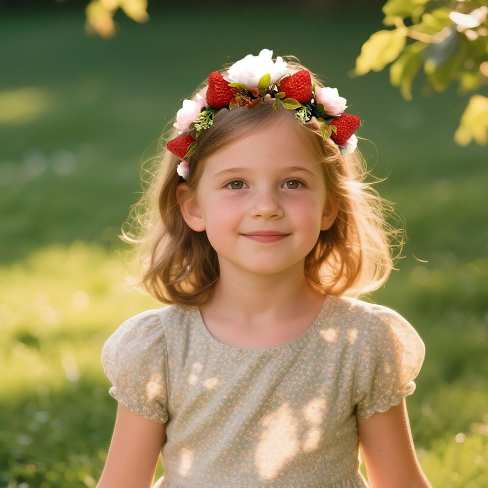 Flower Headband Garland, Floral Crown Hairband, Flower Headdress with Ribbon, Boho Flower Headpiece, Party Birthday Wedding Decoration image number 3