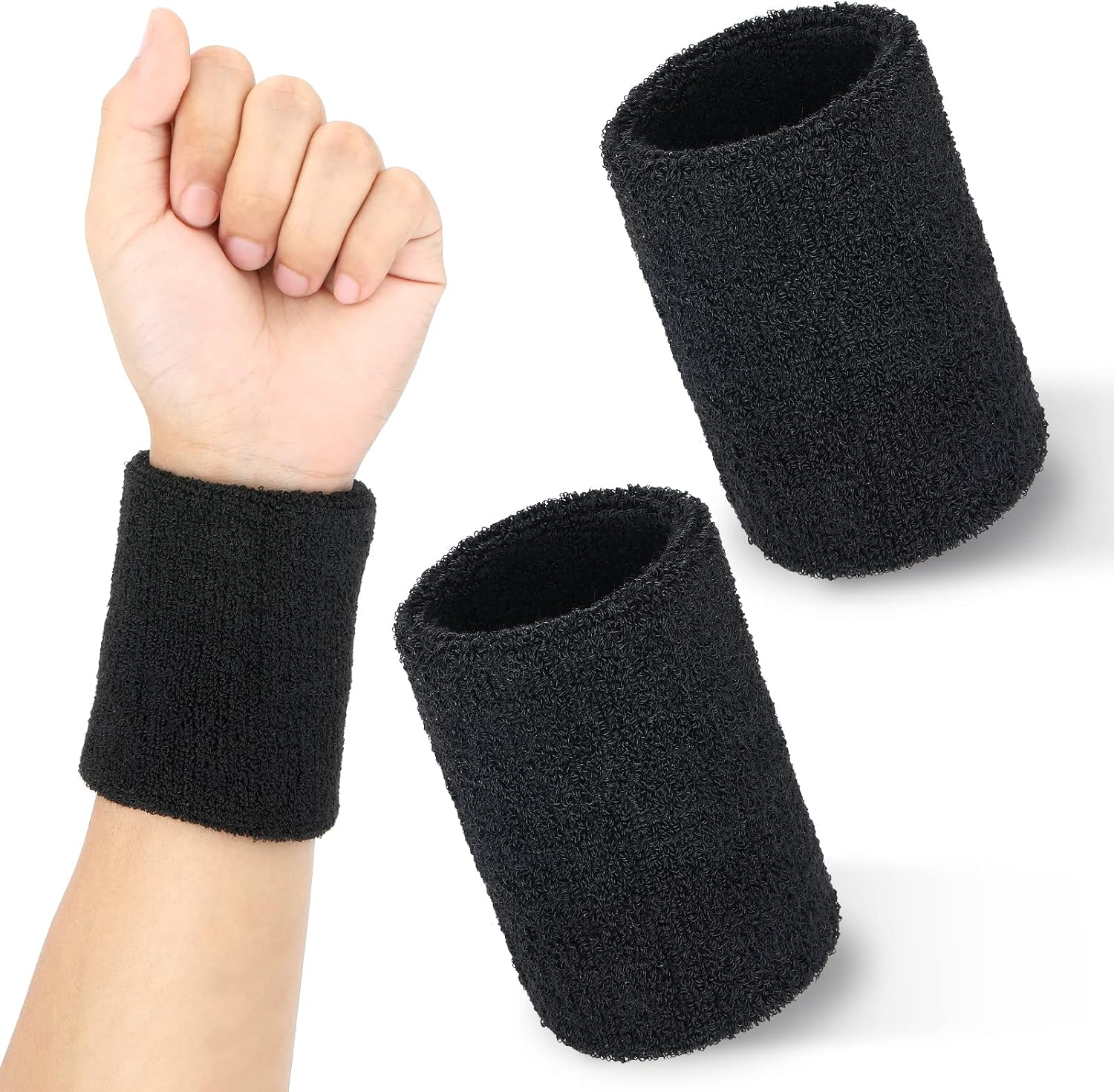 PAFUWEI Sports Wristbands, 2 Pieces Elastic Cotton Sweat Bands Wristbands for Men&Women,Absorbent Pink Sports Wristbands for Basketball, Baseball,Football,Tennis,Running Sport(8X10Cm) image number 4