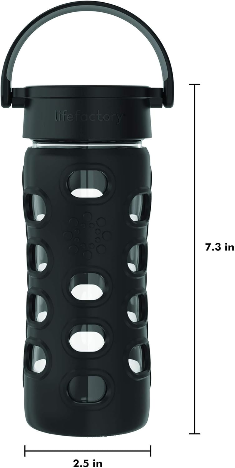Lifefactory&reg; Classic Cap Glass Drink Bottle, 350Ml, Onyx Black, LF280019C4AUS image number 1