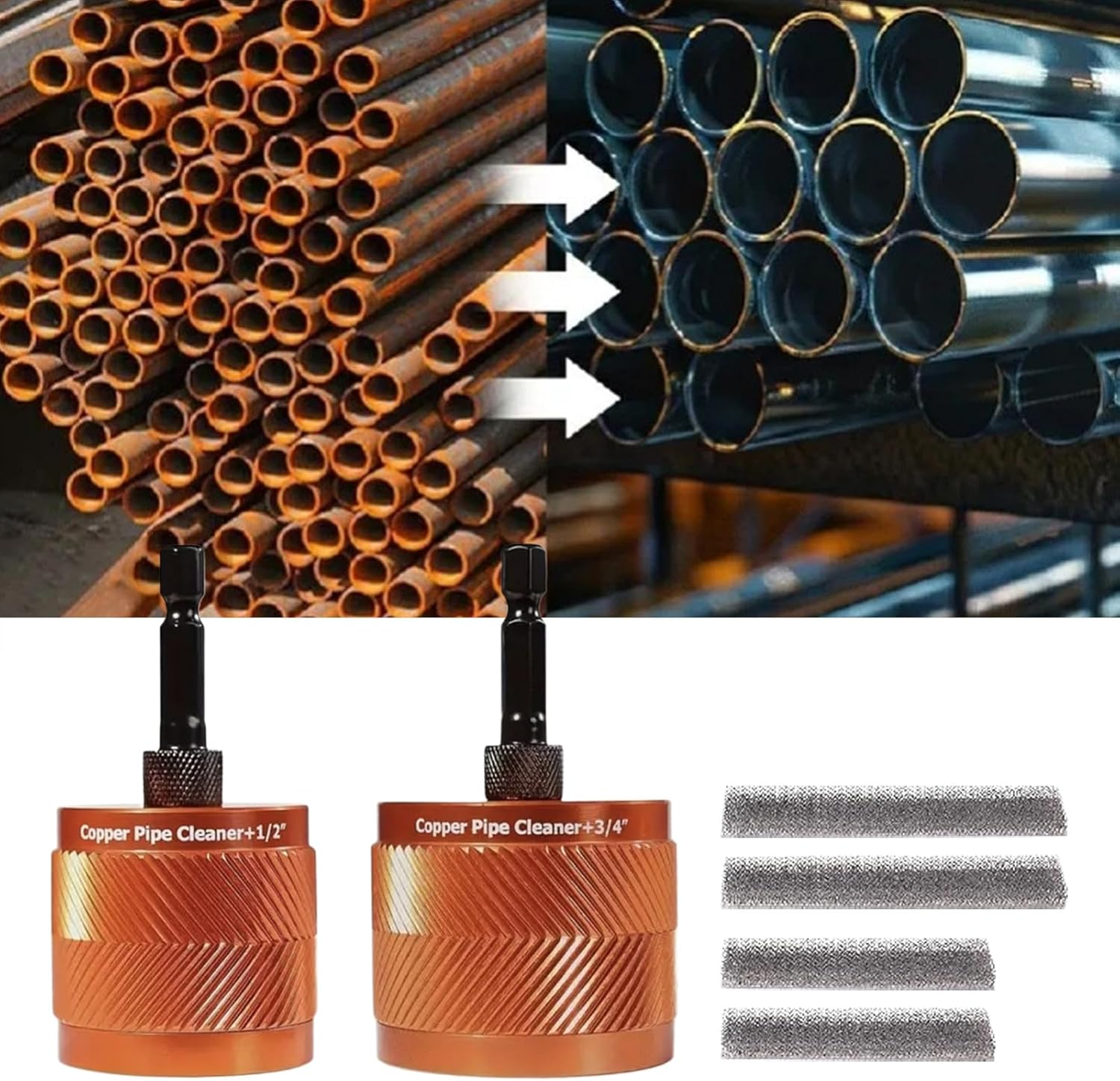 Copper Pipe Cleaner,Plumbing Tools | Professional Replacement Cleaning with Brush for Tubing PVC Conduit Metal image number 1