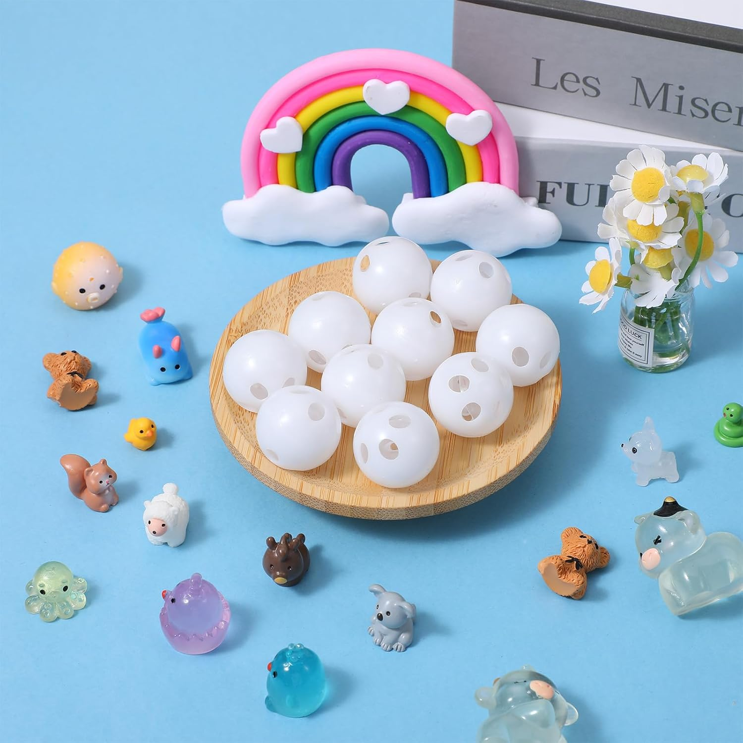 Pack of 10 Sew-In Rattle Balls, White Rattle Balls, Noise Maker for Cuddly Toys, Baby and Pet Toys, 24 Mm Diameter, DIY Craft Set image number 6