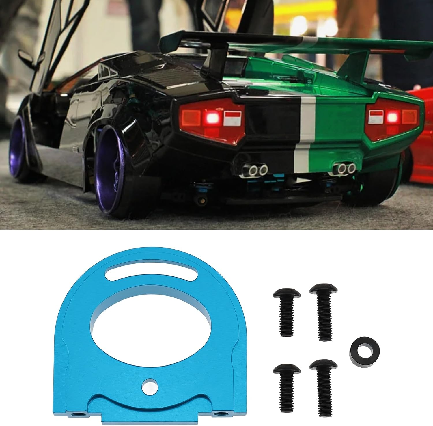 OTOTEC 1Pc Aluminum Adjustable Motor Mount Plate Compatible with Tamiyas TT02 Drift on Road Touring Cars, Blue image number 2