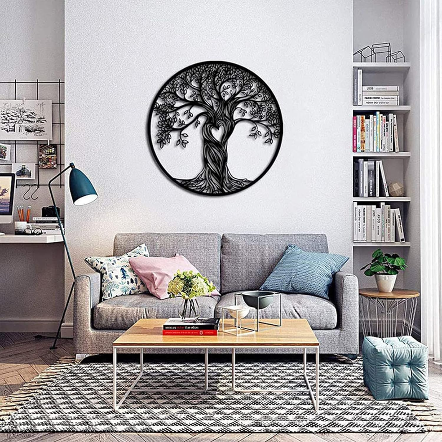 50Cm Metal Art Tree of Life Wall Hanging Decor Room Decoration Bedroom Artwork Decoration Tree of Life Indoor Plaque Viking Iron Artwork Ornament image number 2