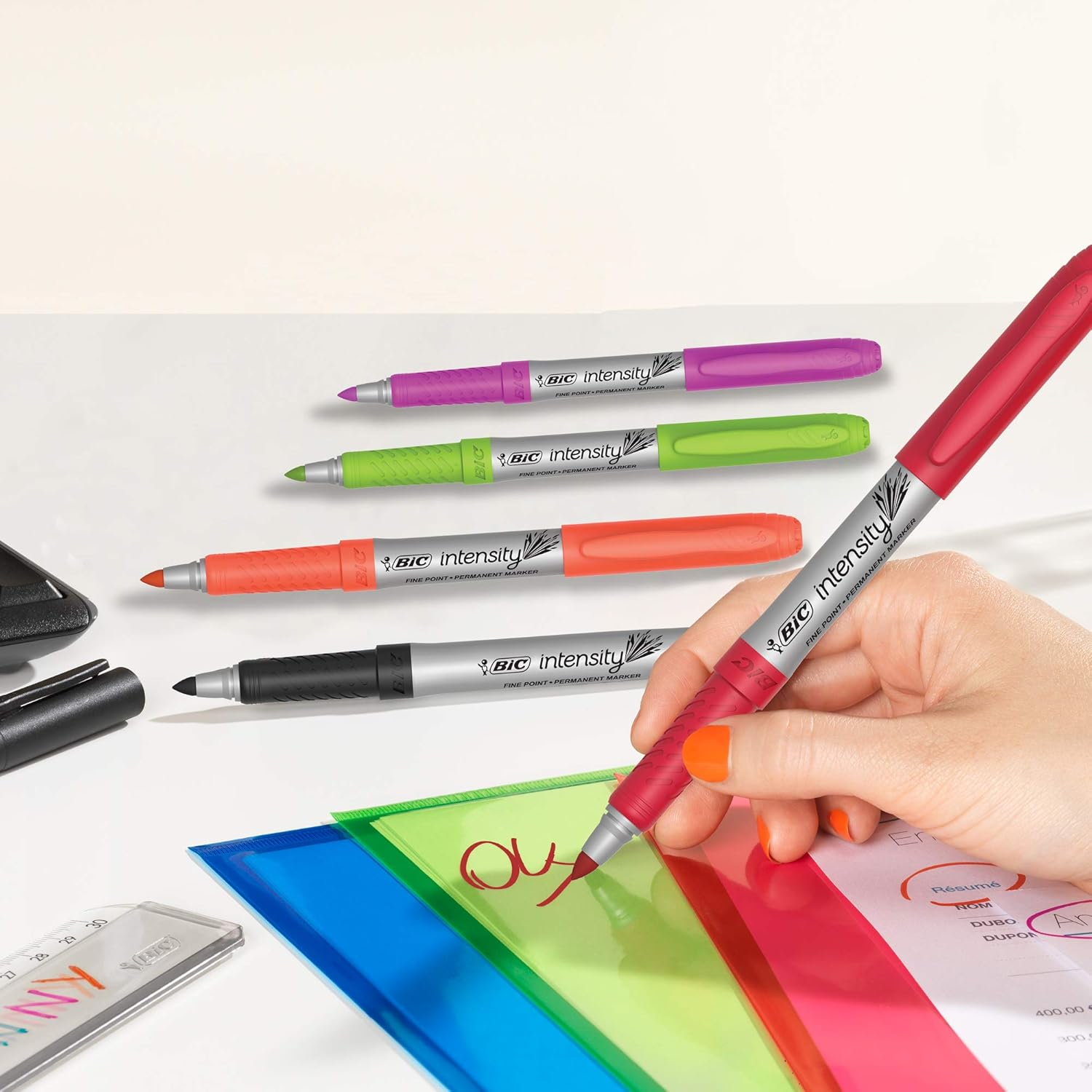 BIC Mark-It Permanent Marker, Fine Point, Red, 12 Markers, GPM11-RED - 12 Count (Pack Of 1), Red image number 4