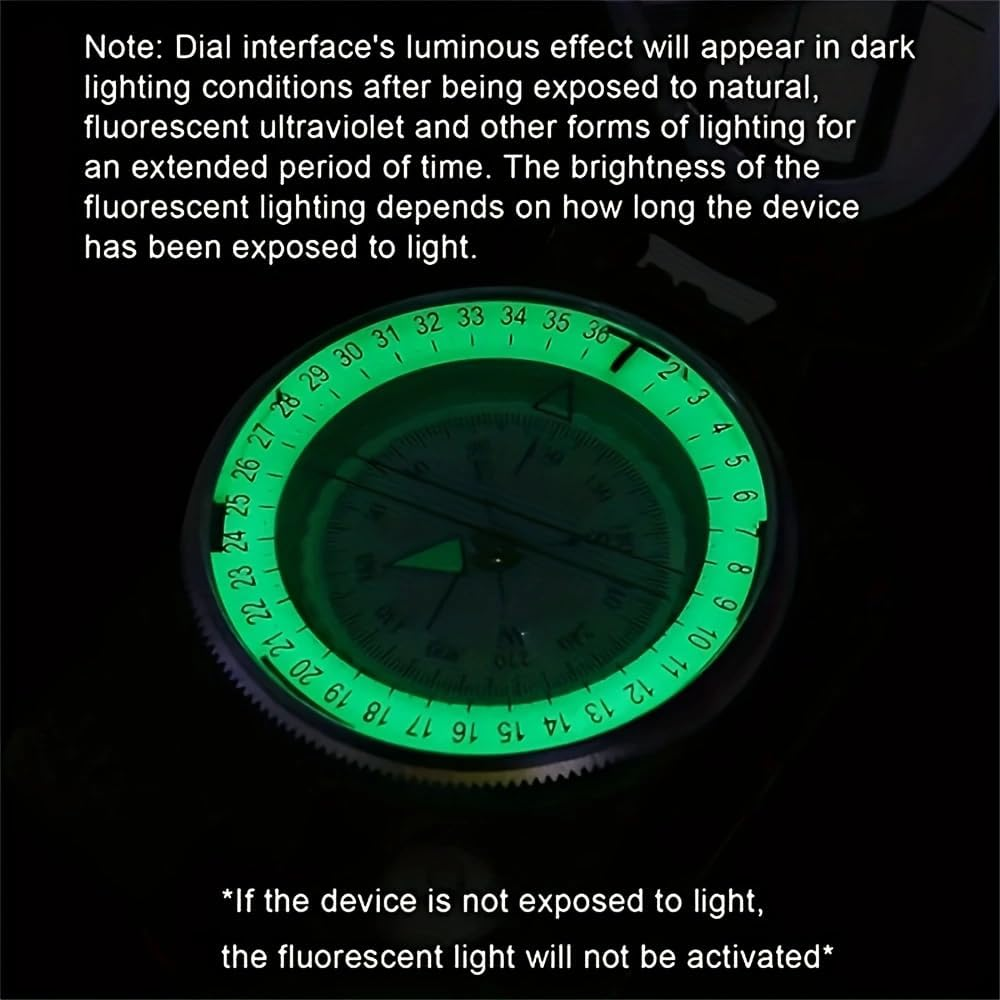 QS165- Evertech Compass Professional Military Lensatic Compass, Hiking Survival, Metal Construction, Luminous Navigation Tool with Carrying Case, 85Mm