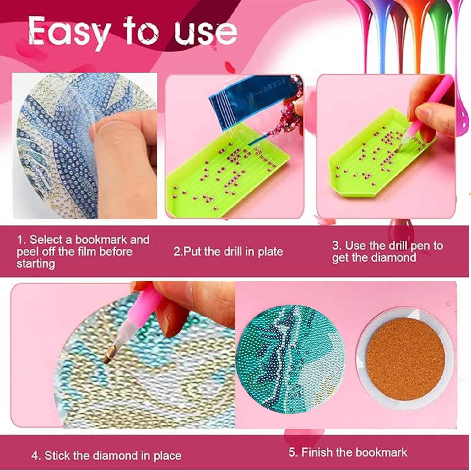 8Pcs Diamond Painting Coasters with Holder, Diamond Art Coasters for Beginners, DIY Teal Marble Ocean Coasters Set for Drinks Painting, Art Kits Craft Supplies for Adults image number 1