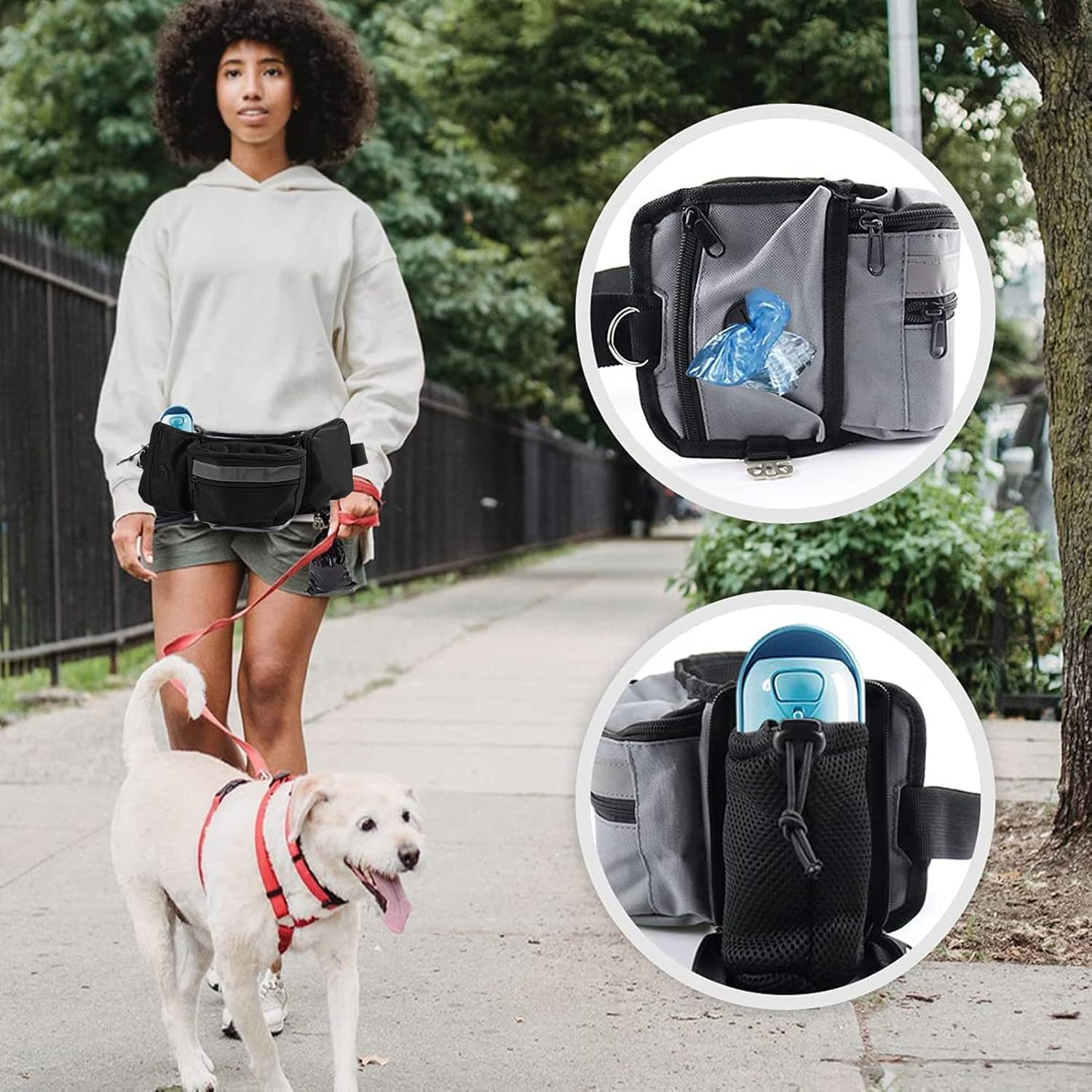EVTSCAN Dog Training Waist Bag, with Hidden Bottle Holder, Multifunction Large Capacity Dog Training Waist Treat Pouch image number 4