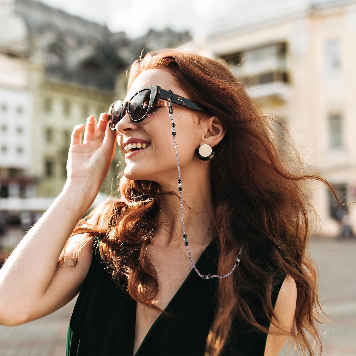 Xelsluthe Beaded Glasses Chain for Women, Eyeglass Strap Holder around Neck, Bead Women&rsquo;S Eyeglass Chain, Sunglasses Lanyard, Reading Glasses Necklace, Purple image number 1