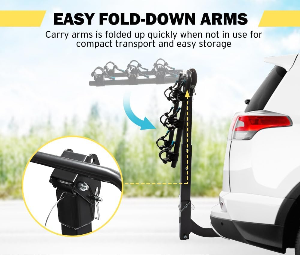 Elora 4 Bicycle Carrier Hitch Bike Rack Foldable Mount Vehicle Towbar Car Rear image number 6