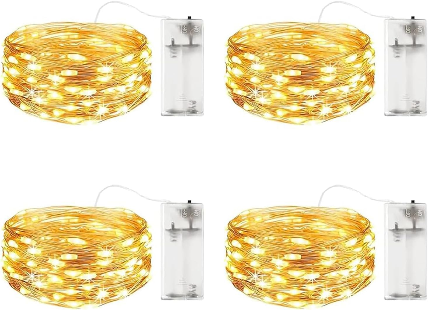 ENLACE Pack of 4 LED Fairy Lights, 3 M 30 LED Copper Wire Fairy Lights, Battery Operated, Warm White Micro Copper Wire Fairy Lights for Christmas, Wedding, Children'S Room, Party, Indoor Decoration image number 3