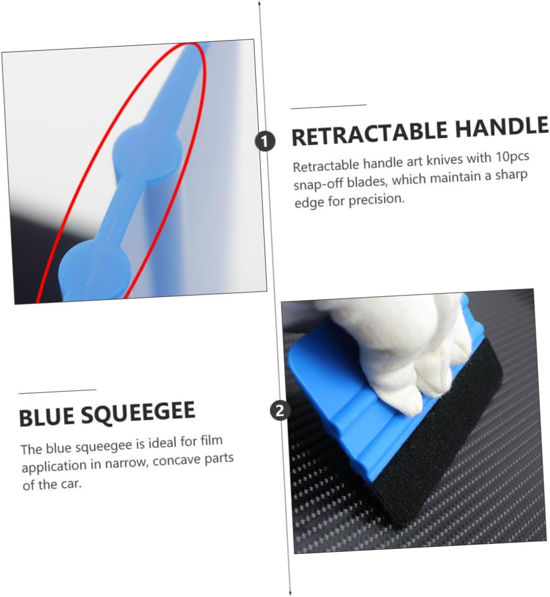 BCOATH Film Tint Tools Kit Automotive Wrapping Tools Car Sticker Installation Kit Retractable Handle Felt Squeegee image number 5