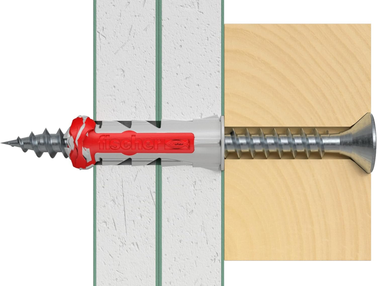 Fischer Redbox 140 Tasselli Con Vite per Muro Pieno, Mattone Forato, Cartongesso E Gasbeton, 60 Pieces, 280 Fixings, Grey/Red, Duopower + Viti