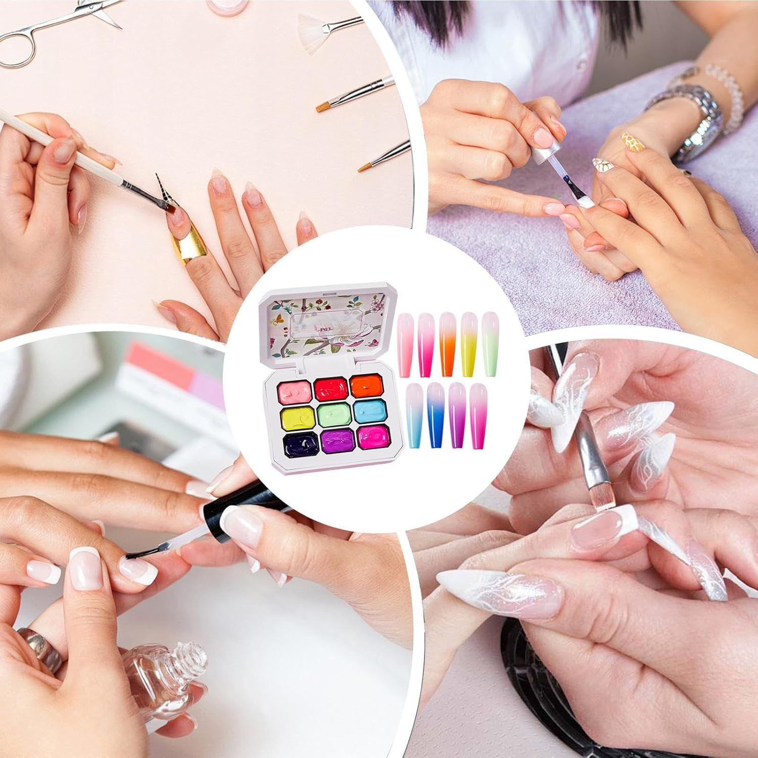 Patting Gel - Gradient Paint Gel - 9-Color Polish Accessories Nail Design Art Tools for Women Manicure Creation Painting image number 3
