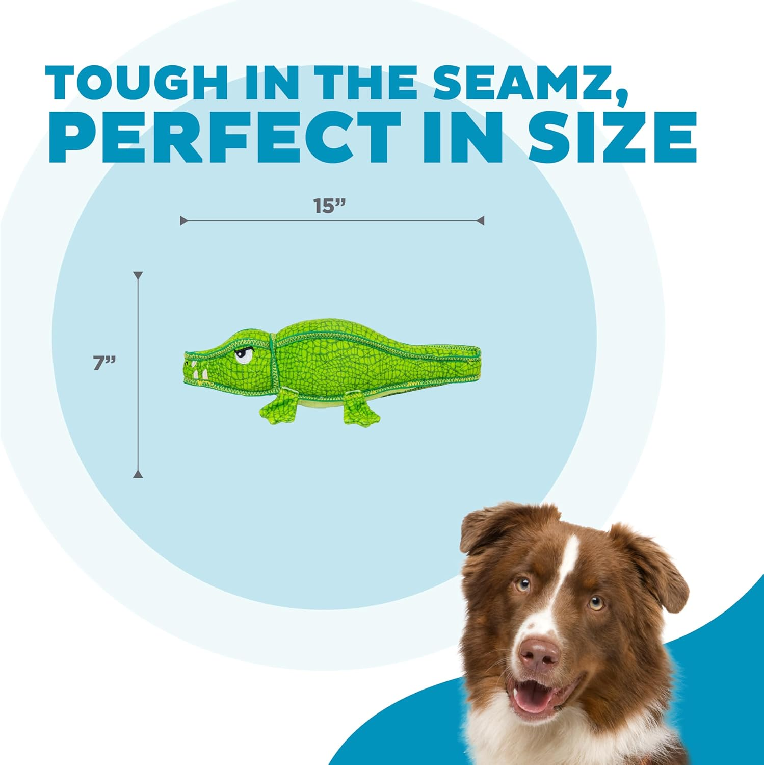 Outward Hound Xtreme Seamz Alligator Squeaky Dog Toy - Reinforced Dense Stuffing Plush Toy image number 3