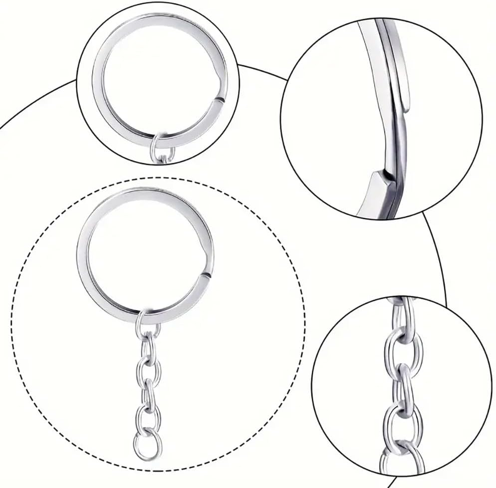 100Pcs 30Mm Sliver Key Chain Rings Kit, 50Pcs Keychain Rings with Chain and 50Pcs Open Jump Ring, for Keys, Crafts and Jewelry Findings Making (Silvery) image number 6