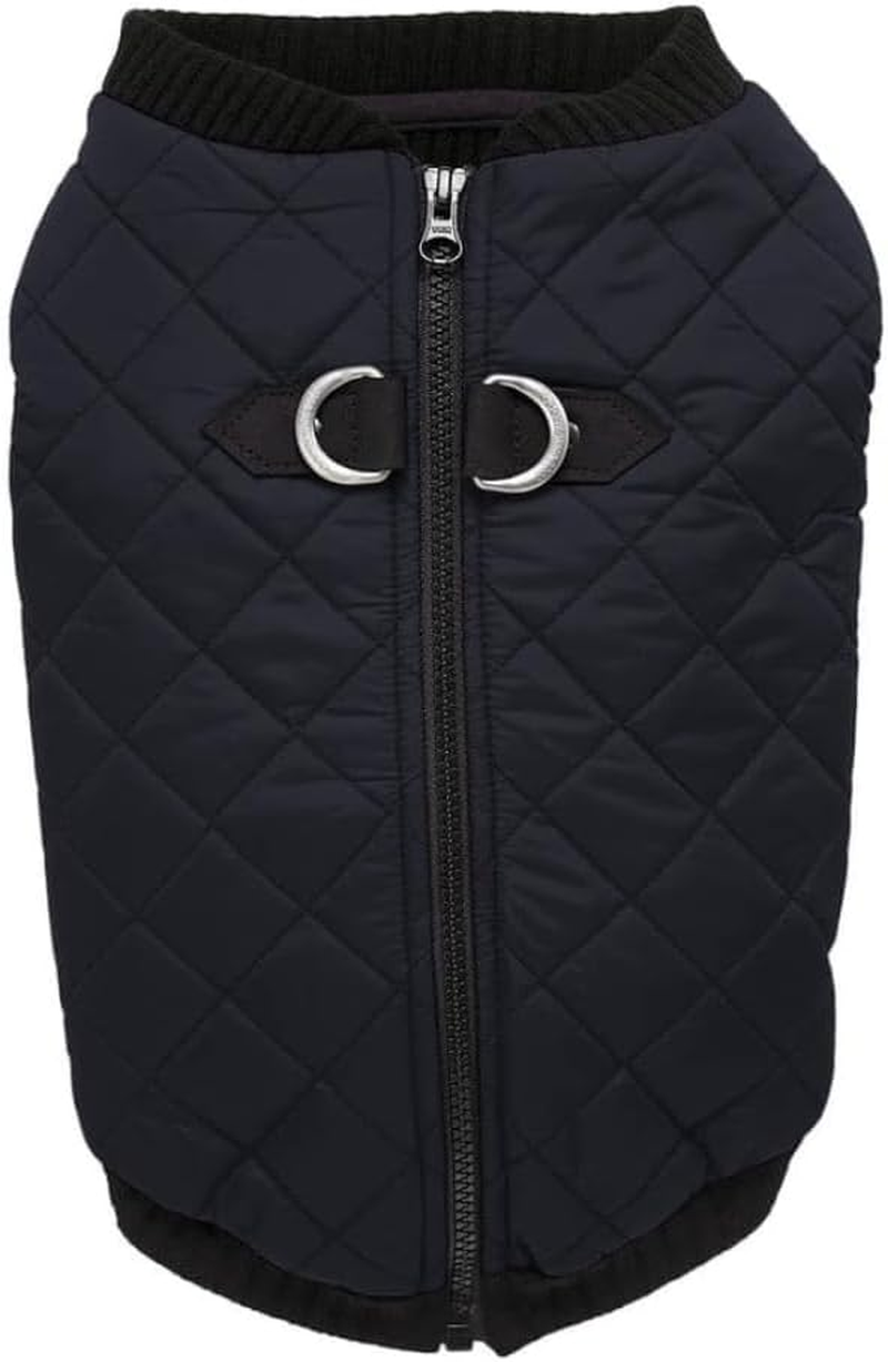 Gooby Fashion Vest Dog Jacket - Black, X-Small - Warm Zip up Bomber Vest with Dual D Ring Leash - Winter Water Resistant Small Dog Sweater