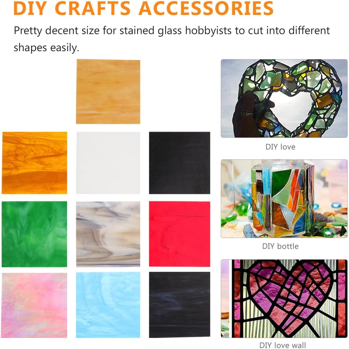 SHINEOFI 10Pcs Stainless Steel Mica Glass Sheets - Assorted Colors for DIY Cathedral Arts Projects with Water Ripple Texture image number 2