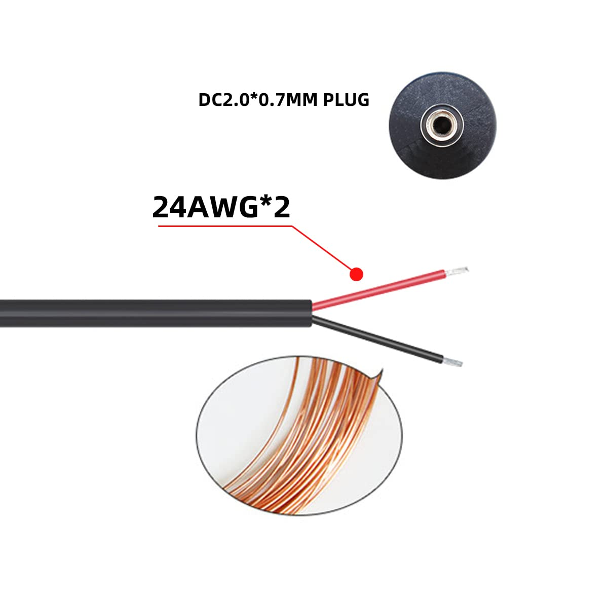 Chenyang USB 2.0 Type a Male to DC 2.35Mm 2.50Mm 0.7Mm Power Plug 5V Cable 100Cm 18AWG for Tablet - Black 2.35X0.7Mm image number 2