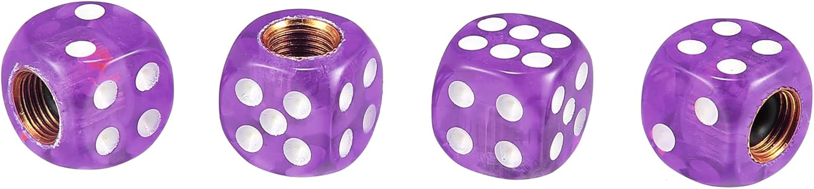 X AUTOHAUX 4Pcs Purple Dice Shape Wheel Tyre Tire Valve Air Stem Cap Cover Universal for Car Truck Motorcycle Bike image number 2