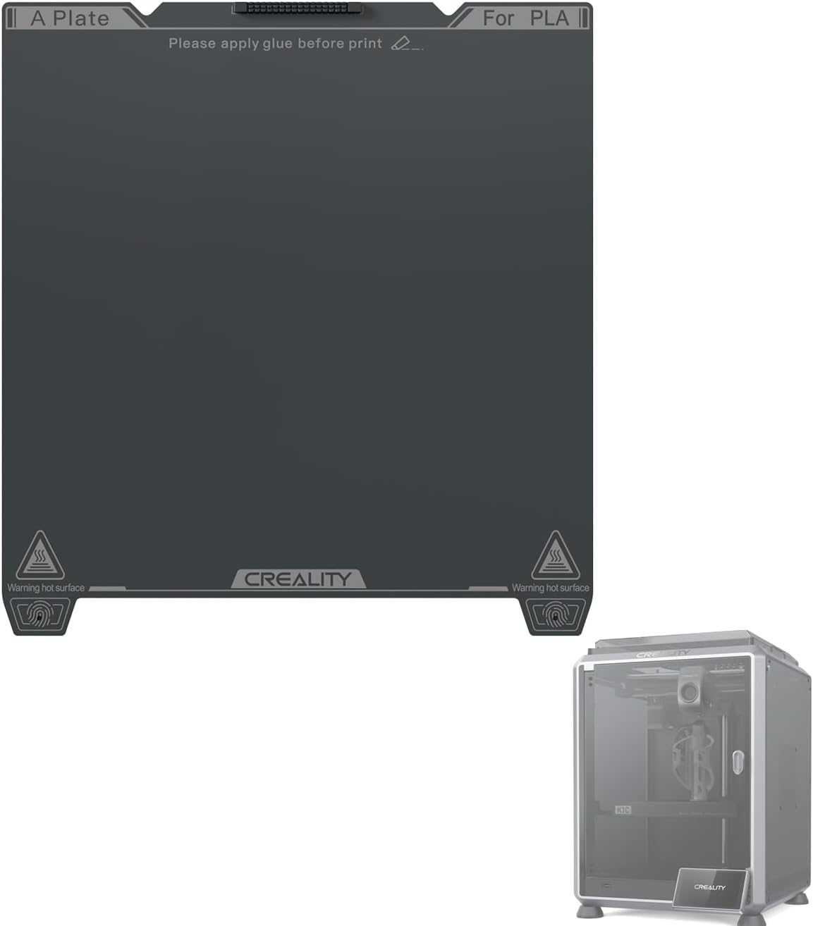 Creality Upgraded K1C Smooth PEI Build Plate Kit (235 * 235Mm), without Soft Magnetic Sticker, Wipe Nozzle Design, Wear-Resistant and High-Temperature, 3D Printer Platform for K1C image number 1