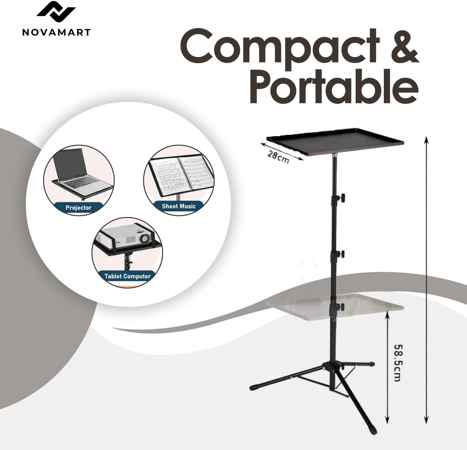 NOVAMART Adjustable Laptop Tripod Stand with Phone Holder &ndash; Portable Alloy Mount for Desk, Stage & Studio image number 6