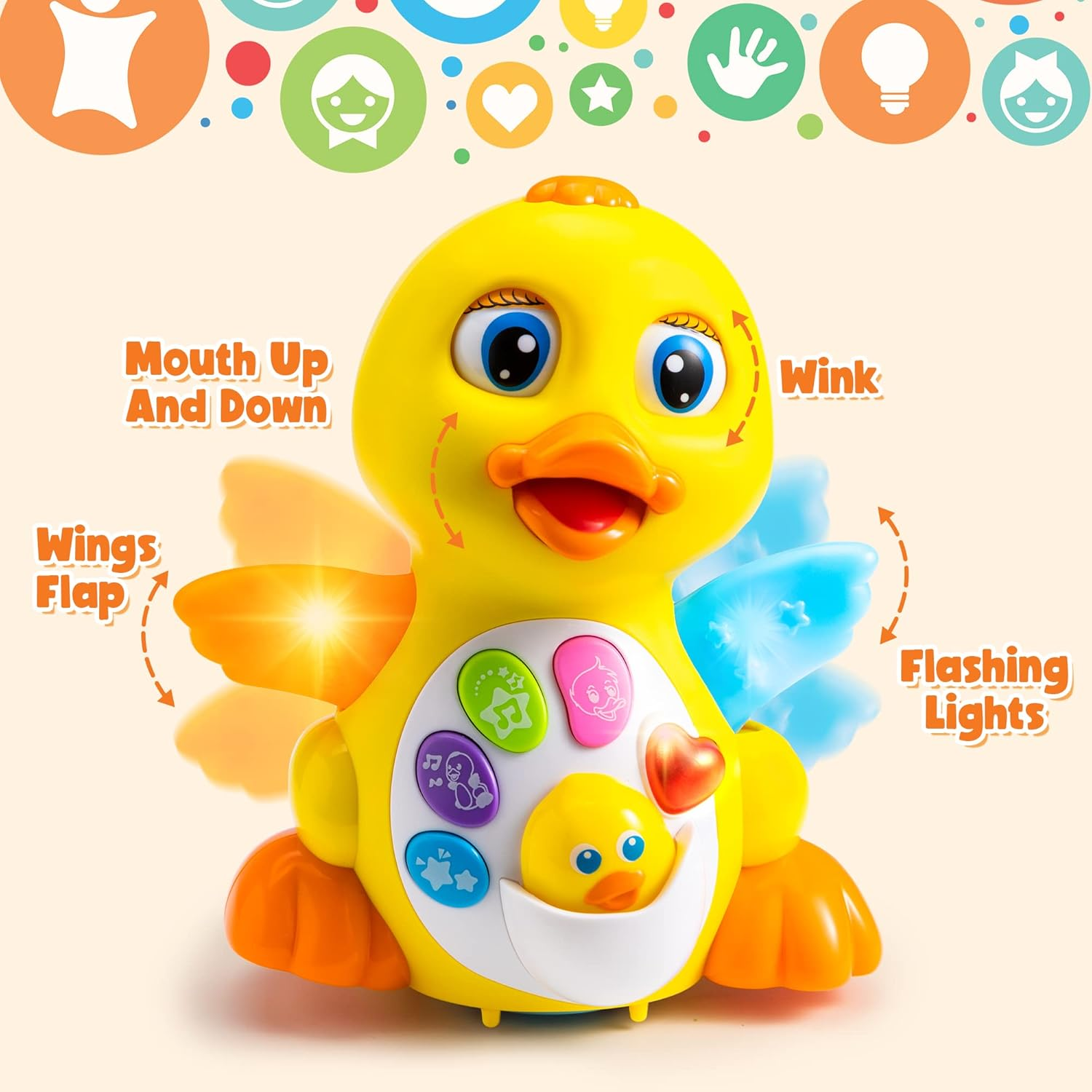 JOYIN Baby Toys Duck, Infant Dancing Crawling Musical Toys 18+ Months, Tummy Time Light up Learning Duck with Music & Lights, Baby Easter Basket Stuffers Gifts image number 5