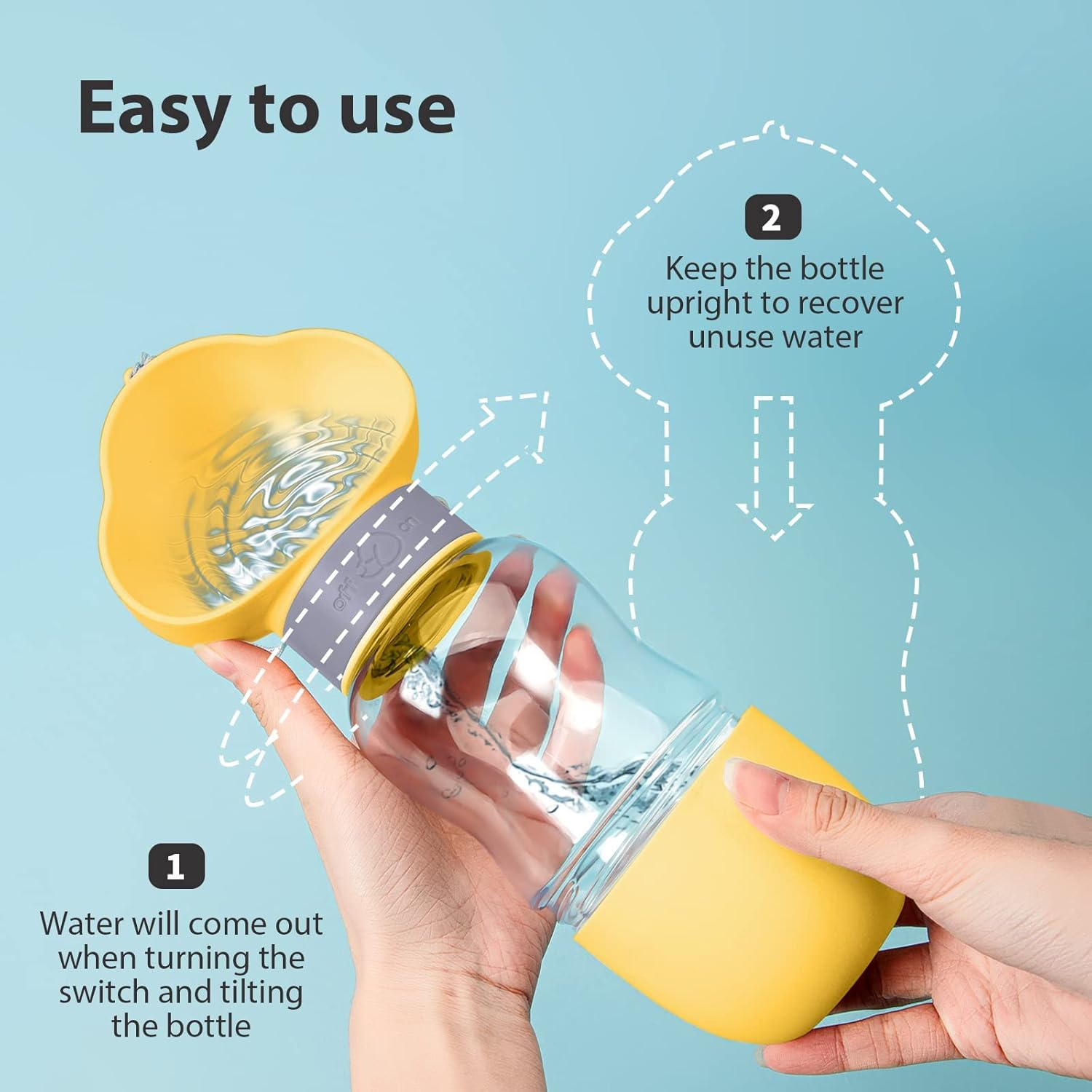 Zalati Dog Water Bottle 2-In-1 Portable Dog Water Feeder Container Feeding Bowl for Hiking Travel to Go 12.7 Oz image number 2