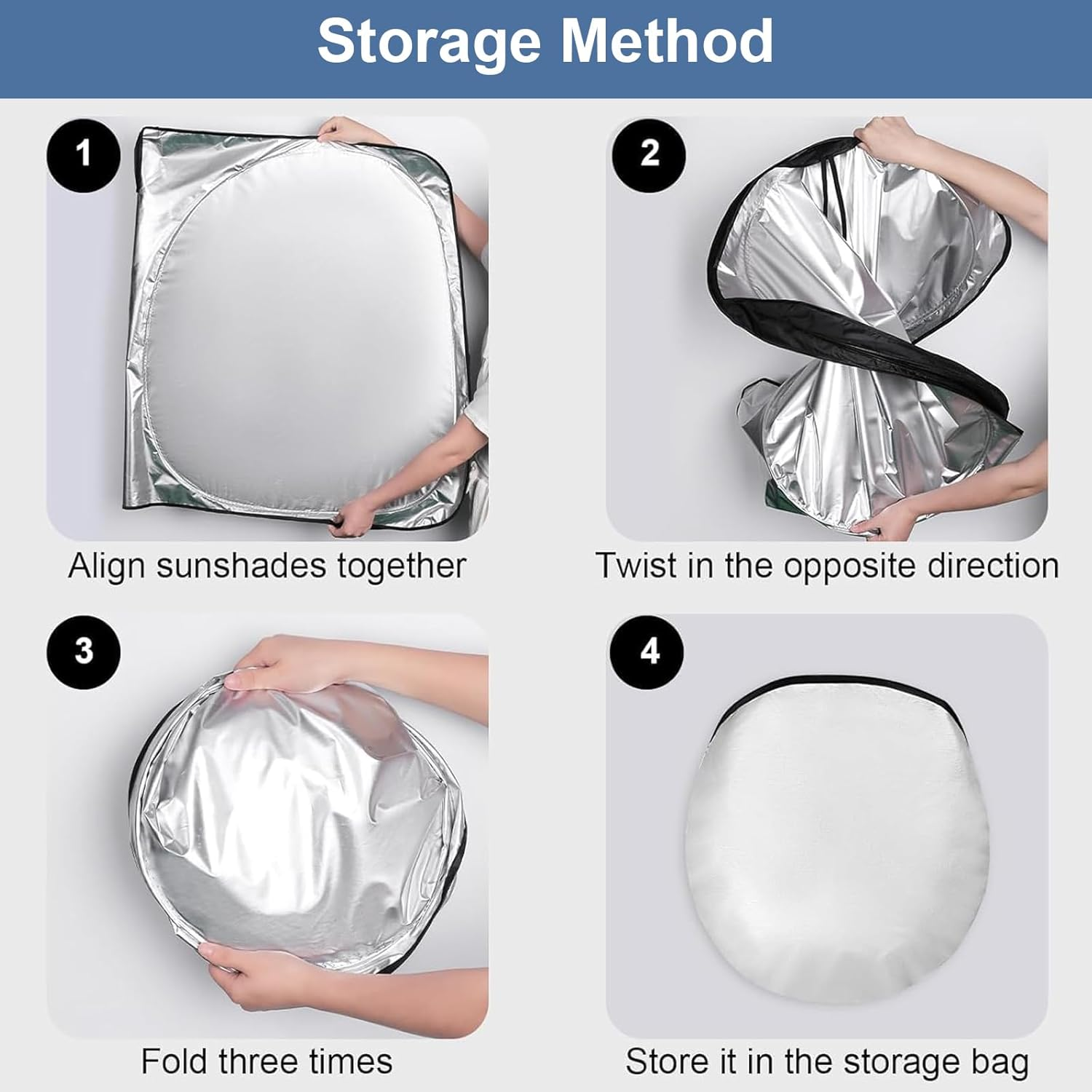 Windshield Sun Shade for Car, Automotive Foldable Front Window Sun Cover UV Rays Block, Lightweight Interior Accessories Sunshades for Windscreen & Dashboard Sun Heat 145X80Cm Fit for Most of Cars image number 2