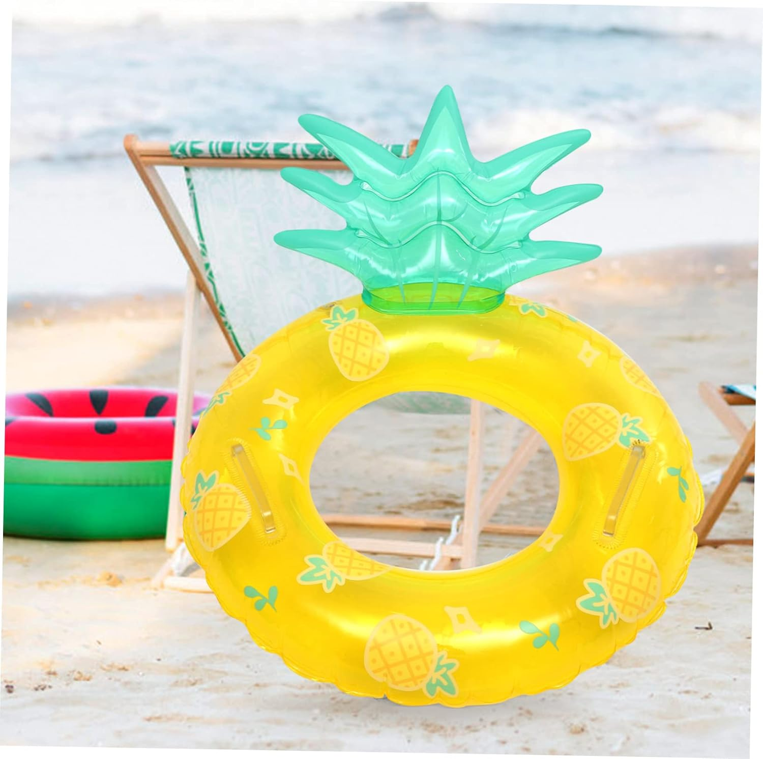 WOONEKY Pineapple Swimming Ring Inflatable Pool Swim Toy Kids Swim Ring Portable Swim Float Swim Accessory Swimming Supply Kids Float Ring Inflatable Swimming Ring Kid Toy Child Summer PVC image number 6