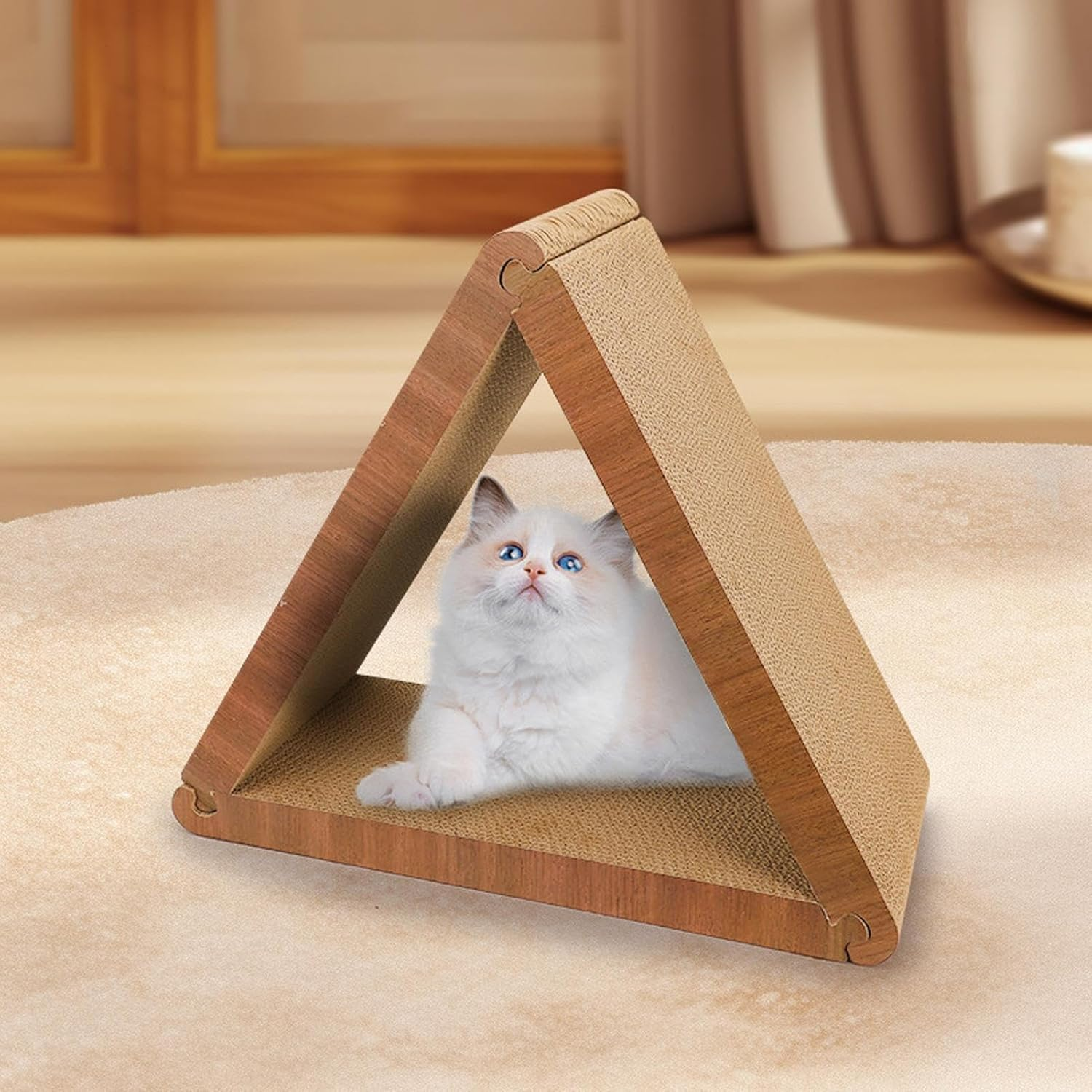 Cat Scratcher - Triangular Cat Scratcher Cardboard - Pet Kitten Physical Exerciser, Furniture Protection Toy for Medium Small Large Breeds Animals image number 1