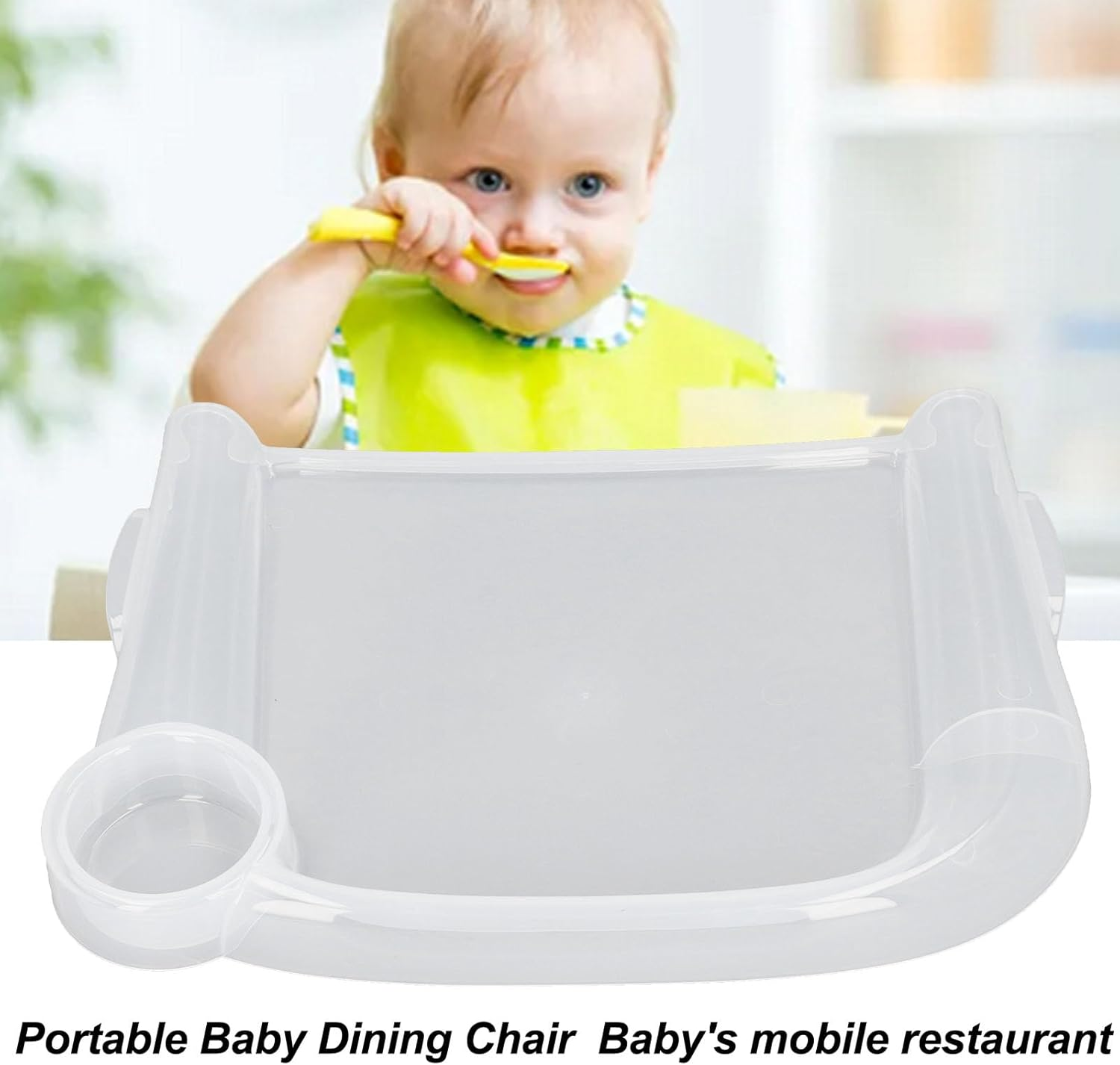 Baby Dining Tray, Portable Baby Feeding Tray for Clip on Fast Table Chair Ideal for Baby Toddler for Meal Restaurant, Clear Plastic Baby Dining Tray Accessory for Toddlers, image number 3