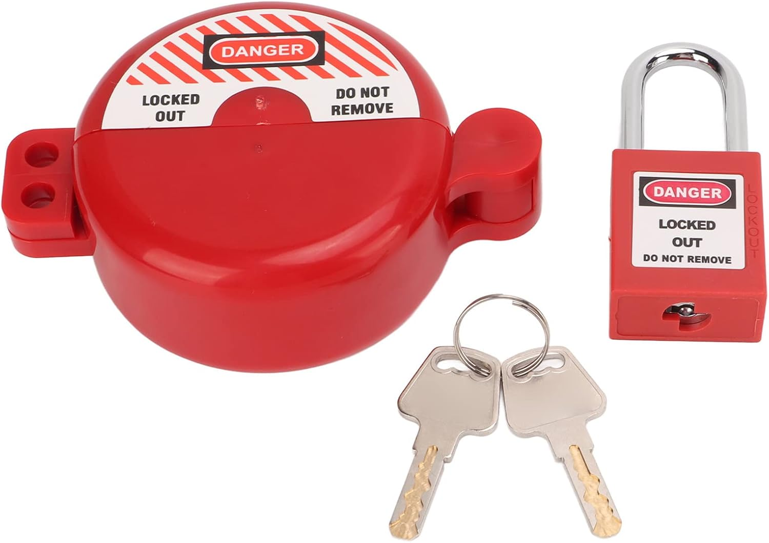 Gate Valve Lockout, 1.1 to 3.15 Inches Rotating Plastic Water Spigot Lock, Outdoor Valve Handle Faucet Lock with Safety Padlock and 2 Keys for Faucet Knob, Spigot, Gas Storage Tank image number 5