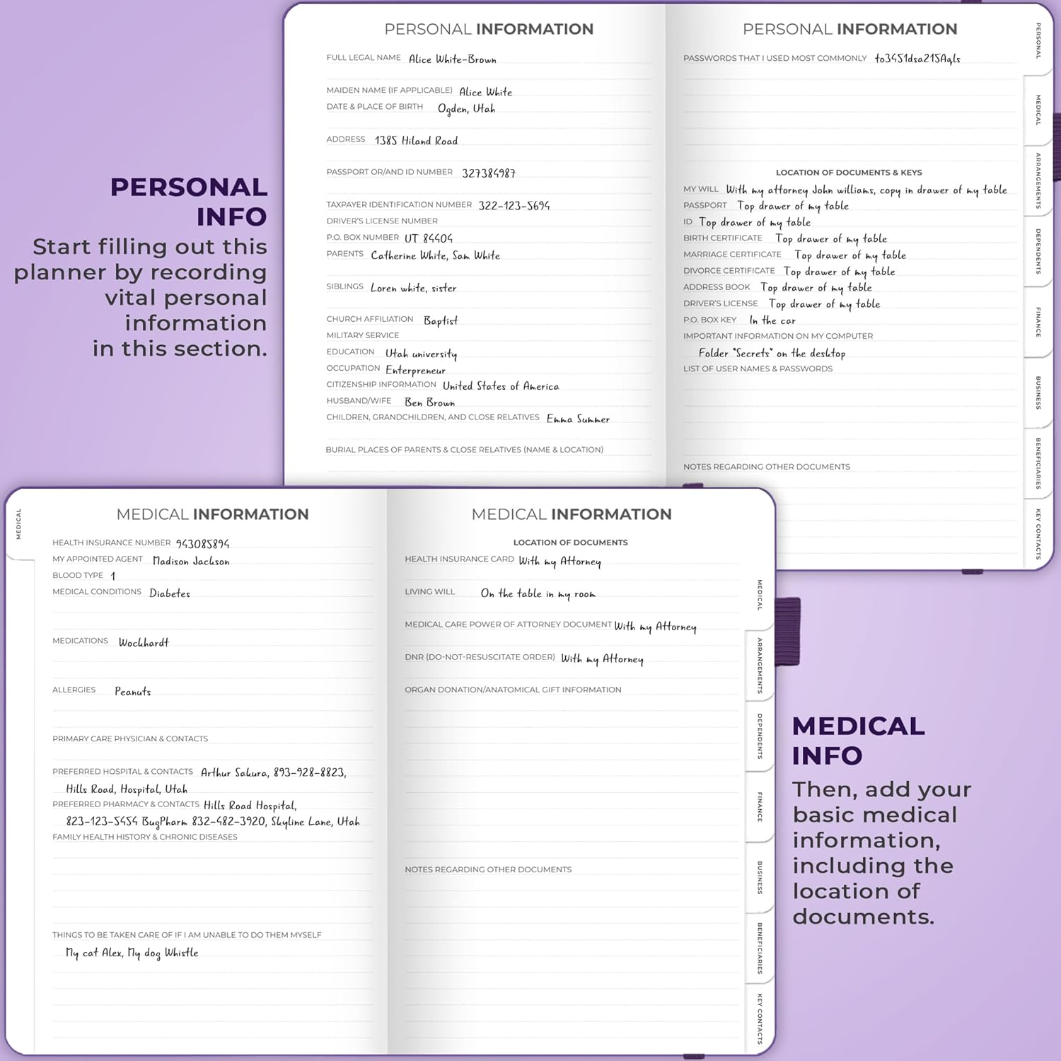 Clever Fox End of Life Planner &ndash; Guided Final Arrangements Organizer Notebook for Instructions, Beneficiary Info, Will Preparation, Last Wishes & Funeral Planning &ndash; Hardcover, A5 Size (Purple) image number 4