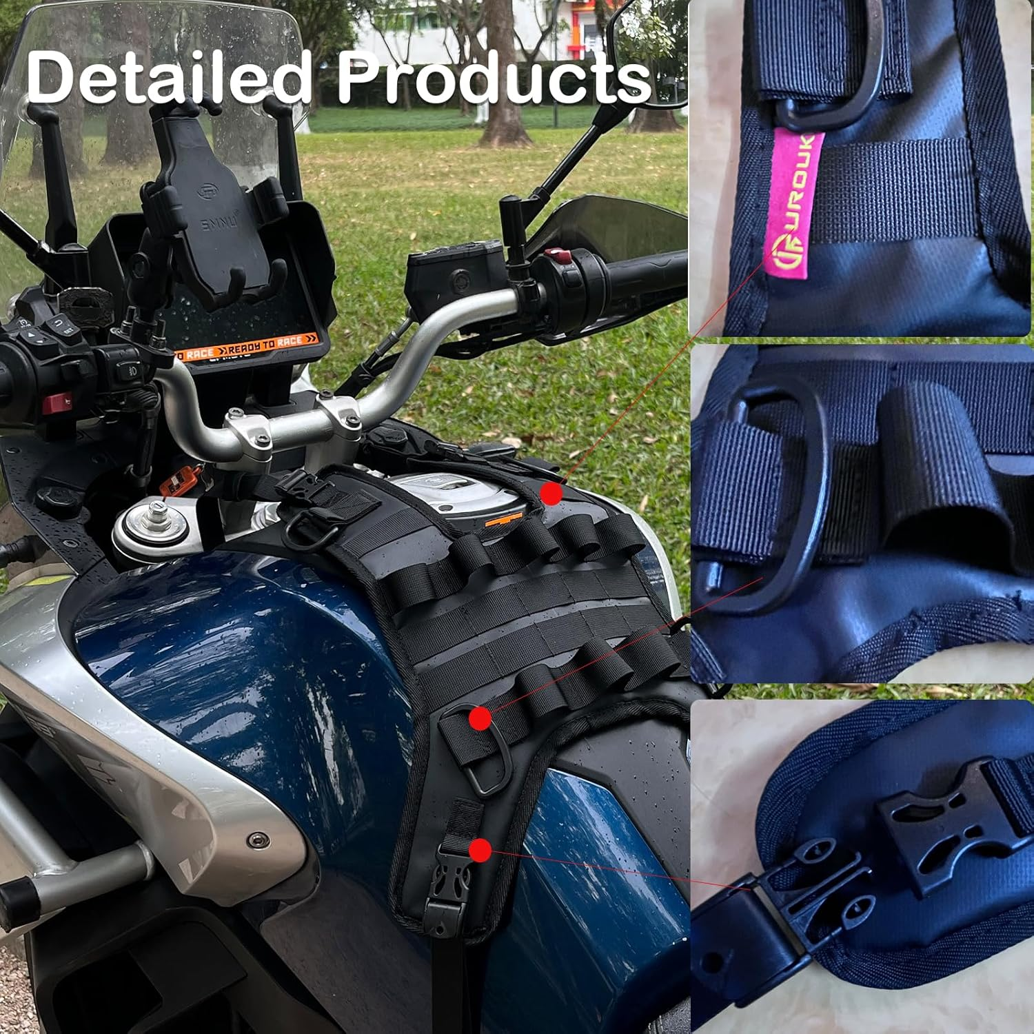 Universal Motorcycle Tank Bag Mounting Base,Tank Cover for Motorcycle Fuel Tank Bag/Bumper Bag/Clash Bar Bag - Motor Tank Expansion Storage Accessories (Tank Mount) (Tank Mount Waterproof) image number 4