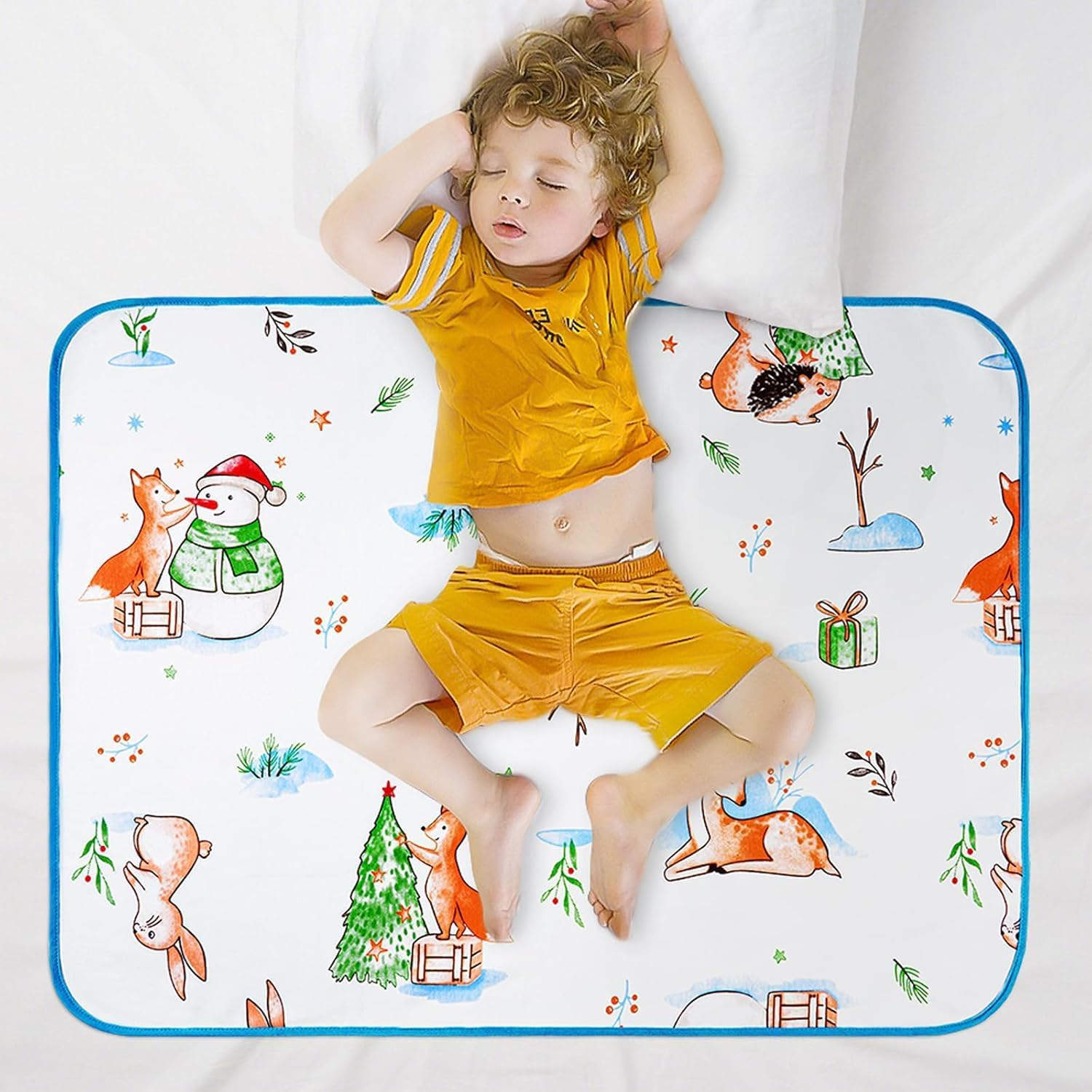ZONEY Potty Training Bed Pads, Bed Protector for Kids, Bed Wetting Mattress Protector Bed Wetting Sheets Mats, Absorb Water Pads Toddler Sheet Protector,80 * 100Cm(Snowman, M) image number 5