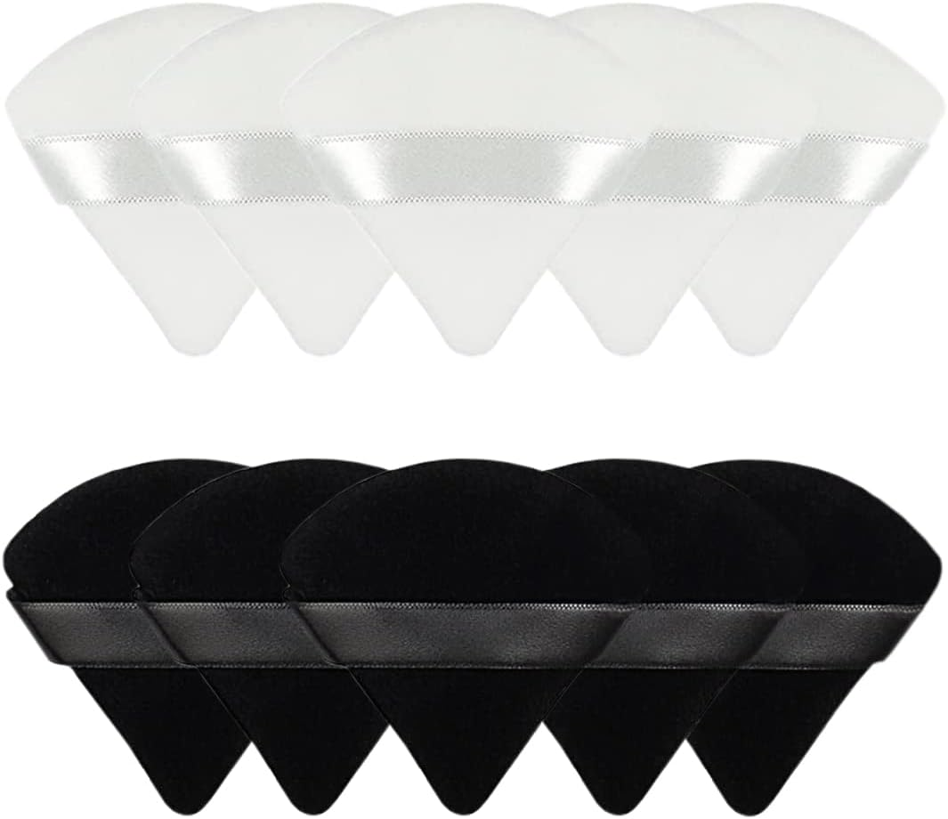 6Pcs Triangle Powder Puff,Soft Velour Face Makeup Sponge Powder Puffs,Loose Powder Cosmetic Foundation Mineral Powder Wet Dry-Black/White