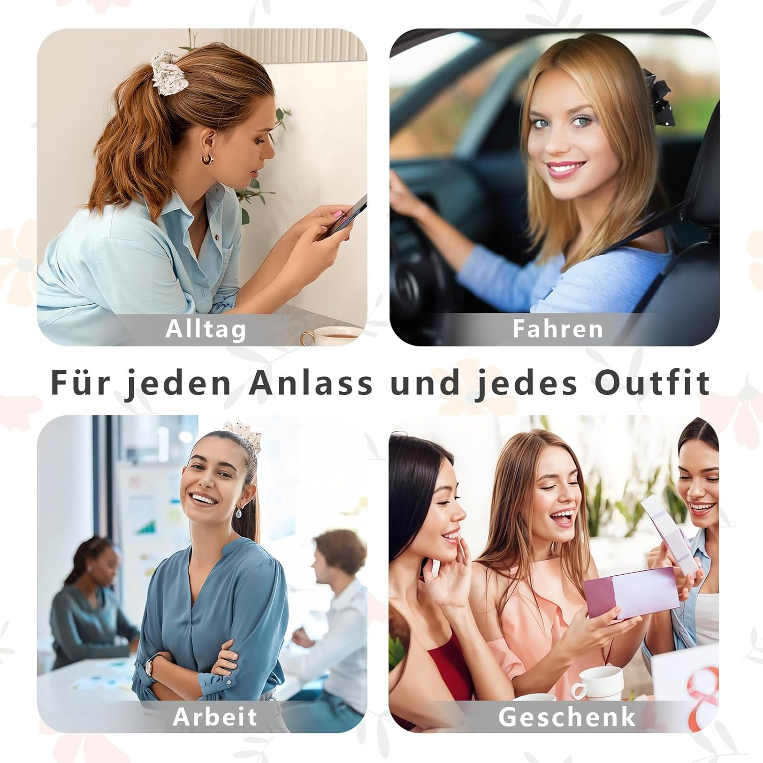 Pack of 4 Banana Clips, Silk Scrunchie Combining Banana Clip Hair Banana Hair Clip for Thick Thin Hair Banana Hair Clips Hair Accessories for Women