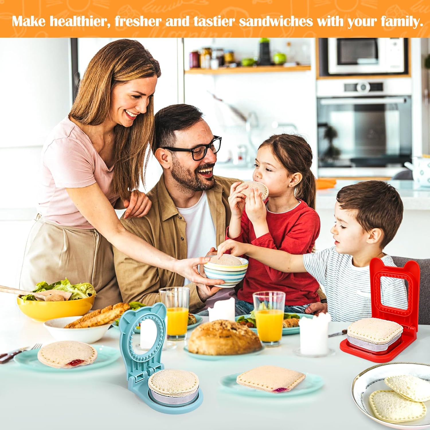 Sandwich Maker,2Pcs Sandwich Cutters for Kids Lunch,Crustless Breakfast Sandwich Cutter and Sealer Set Great for Children Boys Girls Lunchbox and Bento Box,Circle Square image number 5