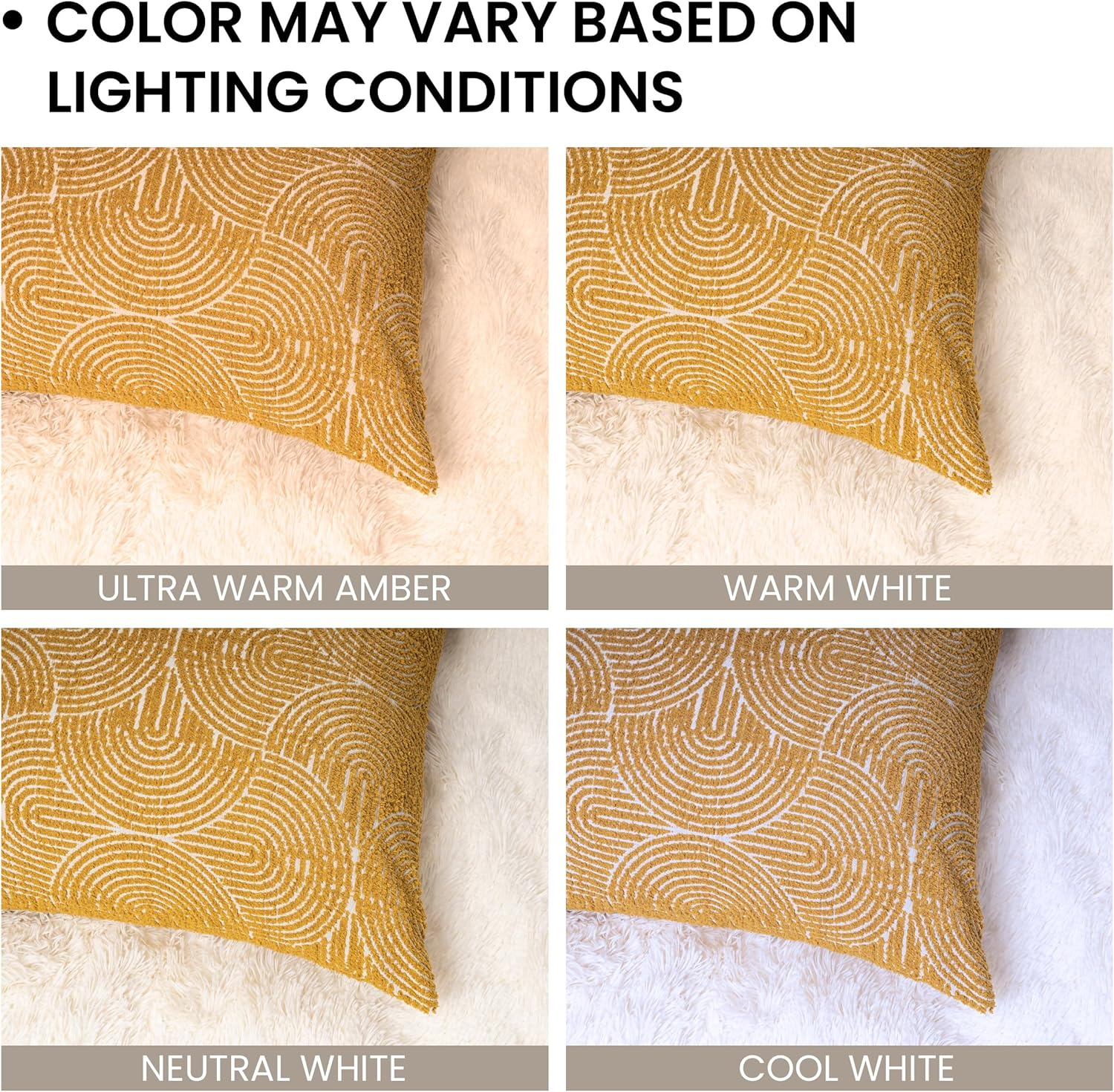 AELS Boho Decorative Textured Throw Pillow Covers 12X20, Organic Modern Mid Century Rainbow Tufted Pillow Case, Farmhouse Rustic Geometric Woven Cushion Case for Bed Couch Sofa, Mustard Yellow image number 5