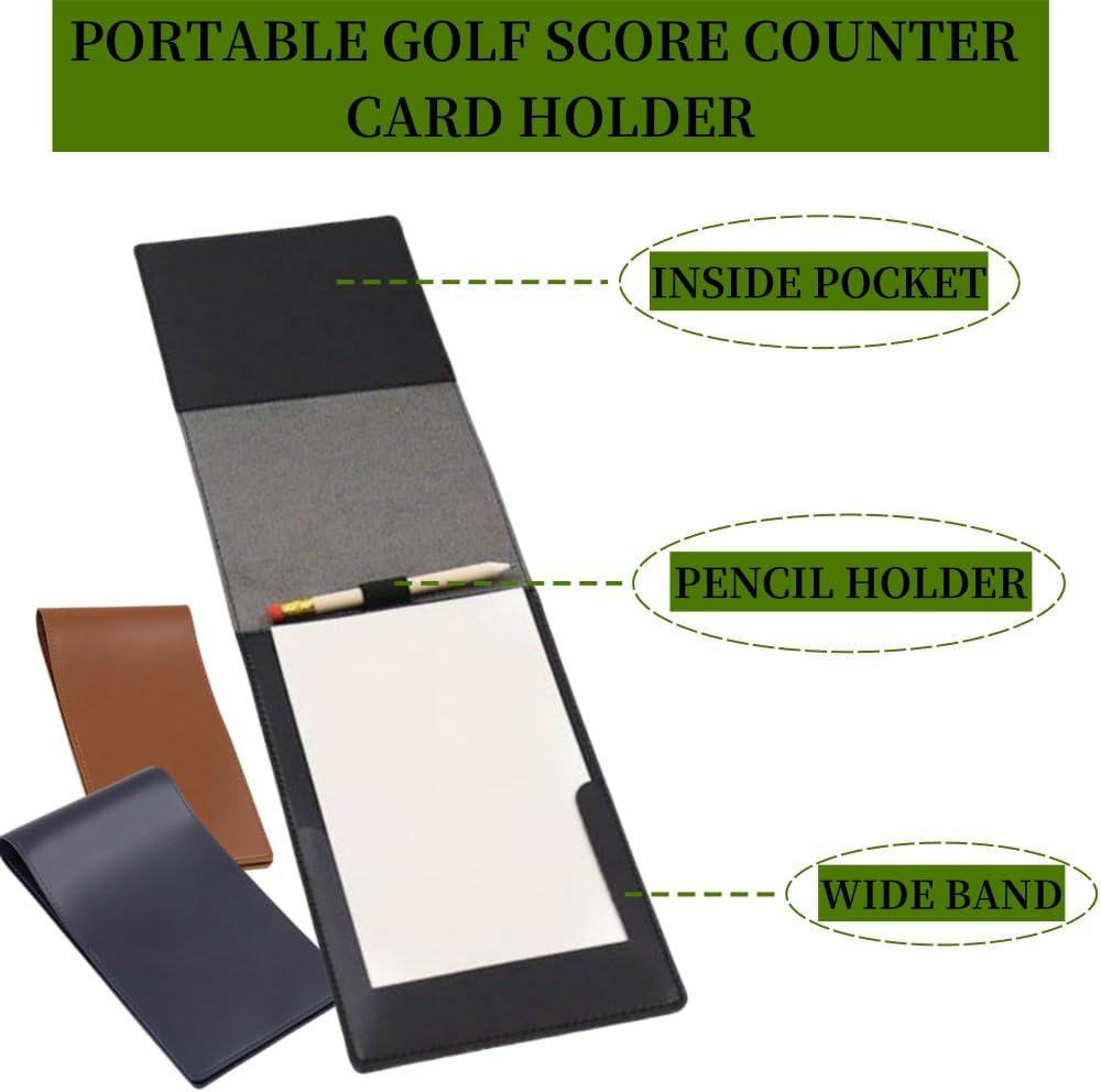 Golf Scorecard Holder, Golf Scorecard Book, Golf Notebook Holder, Golf Yardage Book Cover,Leather Yardage Book Cover for Golfers Practicing,Fits Back Pocket Perfect for Holding - Black image number 4