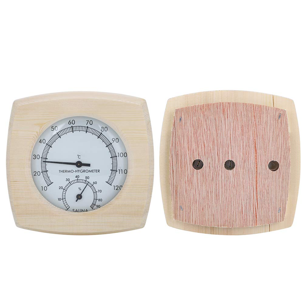 Wood Sauna -Hygrometer Thermometer Hygrometer for Bath Sauna Accessories Wood Color Size 13.5X13X.5 Cm image number 2
