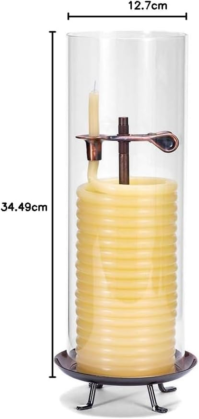 Candle by the Hour 80-Hour Candle with Glass Cylinder, Eco-Friendly Natural Beeswax with Cotton Wick, Yellow image number 5