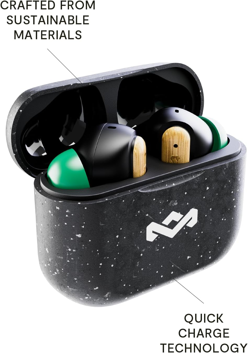 House of Marley Little Bird True Wireless Earbuds, Touch Controls, Built-In Mic, 24 Hours Playtime with Case, USB-C Quick Charge, Sustainable Materials, Movie and Gaming Mode image number 1