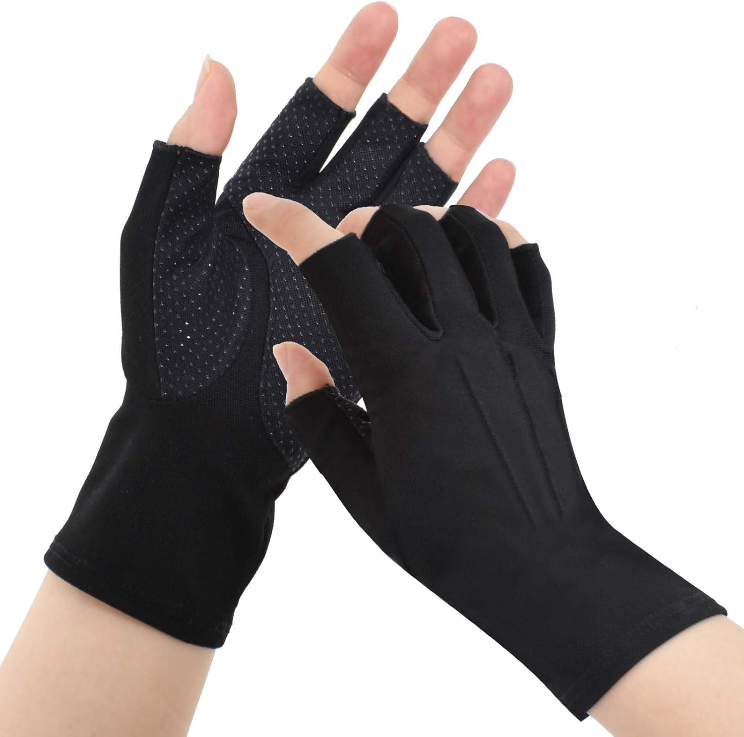 Half Finger Driving Glovs for Men Women, Riding Touch Screen Gloves Cycling Golf Fishing Fingerless Mitten for Outdoor Sports, Black image number 5