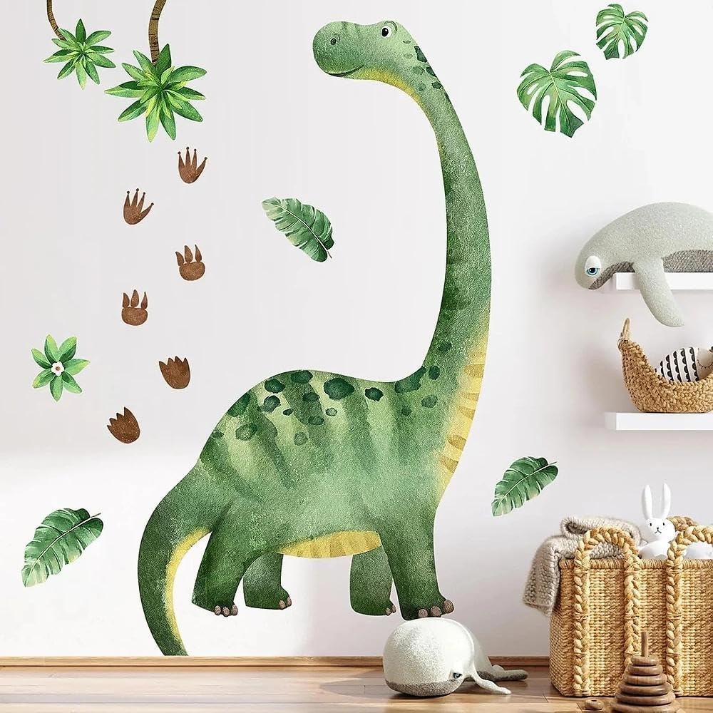 Weidllys Large Dinosaur Wall Decals for Boys Bedroom Dino Footprints Wall Stickers Peel and Stick Baby Toddler Kids Room Wall Decor Murals for Nursery Daycare Classroom Decoration image number 1