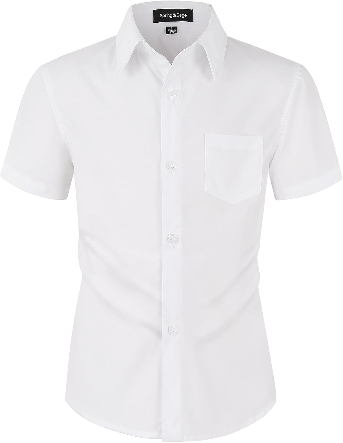Spring&Gege Boys Short Sleeve Dress Shirts Stretch Wrinkle Free Casual Button down Shirts image number 4