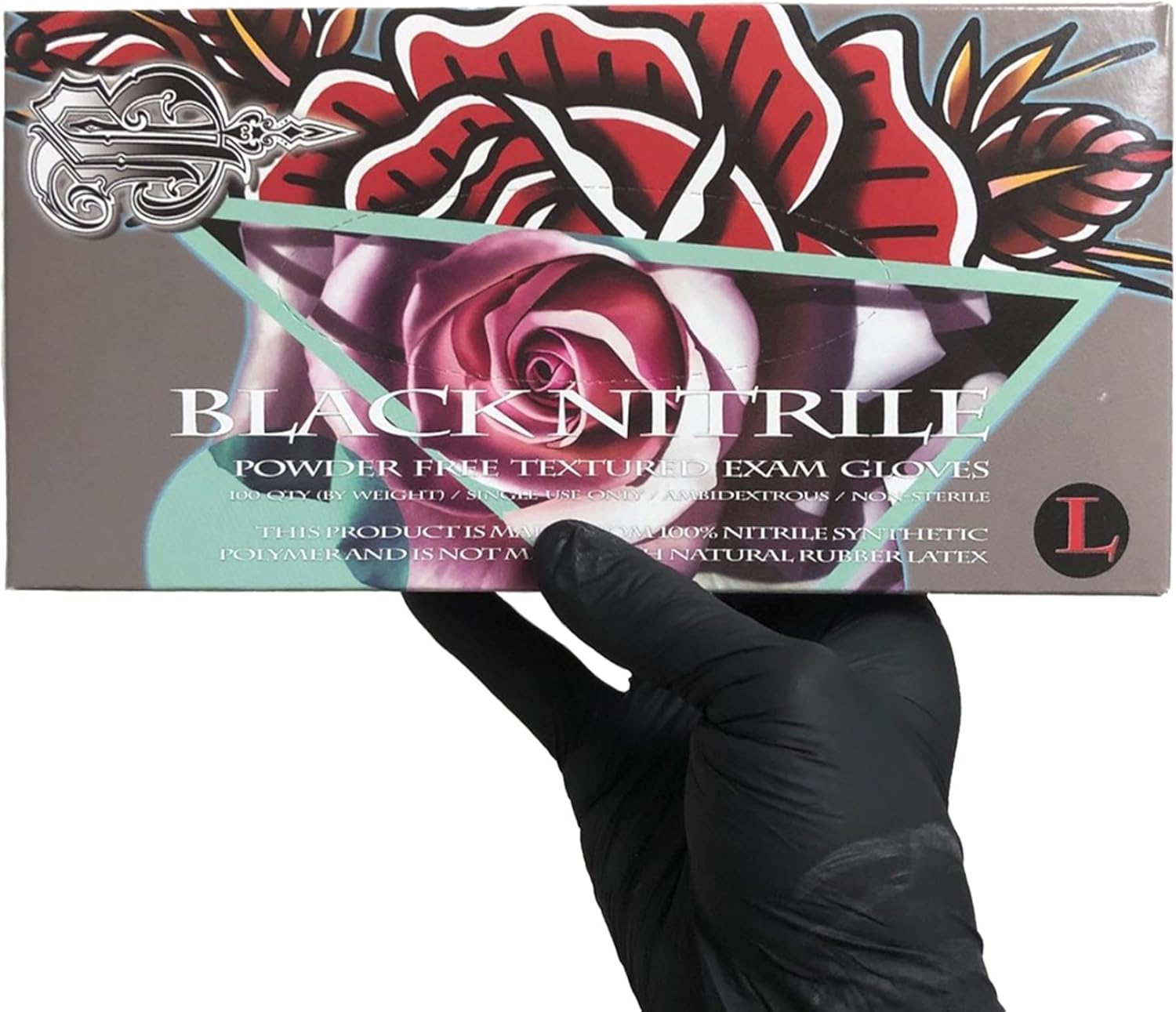 Blackwork Nitrile Tattoo Gloves (100 Pack) - Black, Non-Latex, Thin, Soft, Strong, Comfortable, Powder-Free Medical Grade Exam with Elasticity & Textured Grip. Disposable image number 4