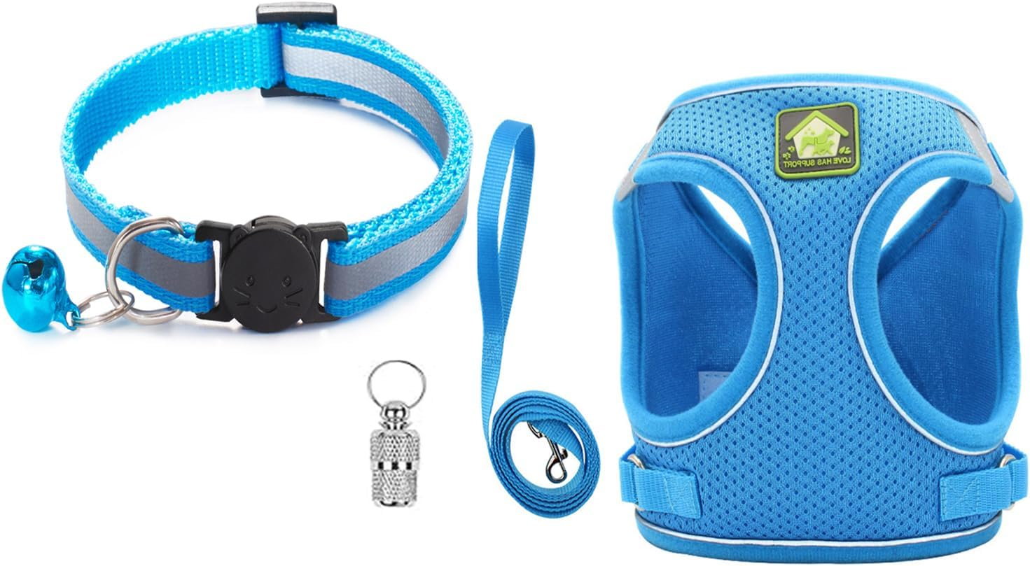 Cat Harness and Leash for Walking, Escape Proof Soft Adjustable Vest Harnesses for Cats,Breathable Reflective Strips Jacket,Strips and anti Lost Pendant(Orange XS)