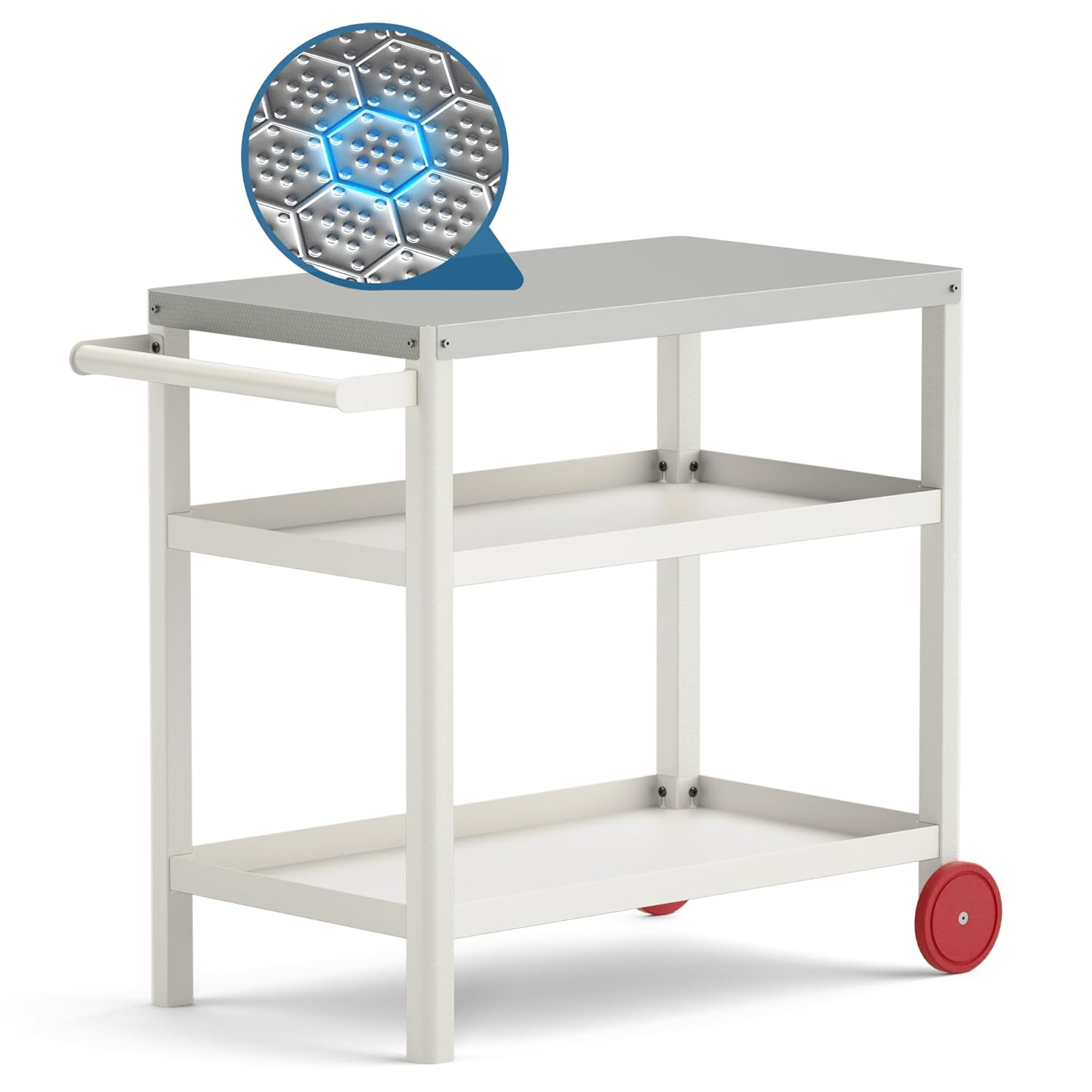 TORVA Outdoor Prep Cart,Portable Dining Table for Pizza Oven, Double-Shelf Patio Grilling Backyard BBQ Grill Cart(Black)