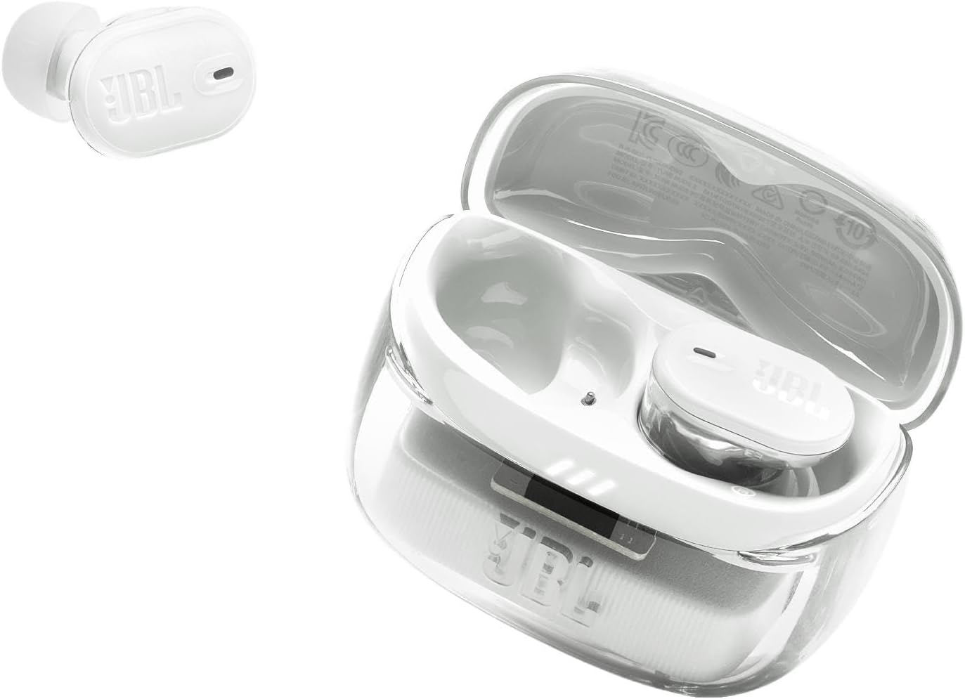 JBL Tune Buds 2 Ghost Edition, JBL Pure Bass Sound with Spatial Sound, Adaptive Noise Cancelling with Smart Ambient, 6 Mics for Perfect Calls and Customized Call Experience, Ghost White image number 4